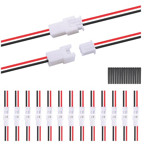 MKBKLLJY 15 Paare JST XH 2,54 mm 2-poliger Stecker und Buchse Kabel Elektrisches Kabel mit UL1007 22AWG 100 mm Rot Schwarzes Anschlusskabel für Tiny Drone Batterieklemme LED-Streifenlicht von MKBKLLJY