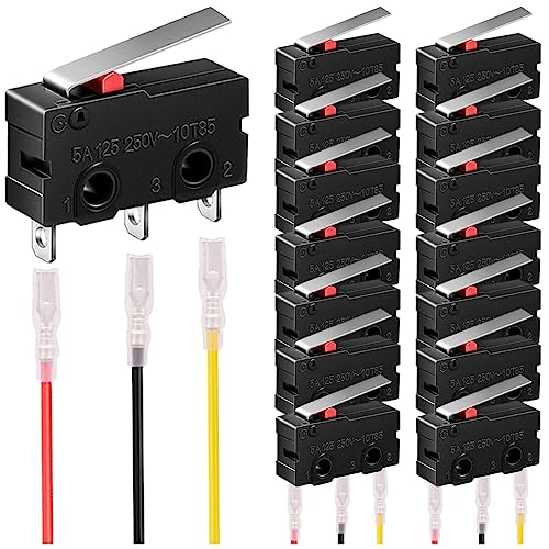 MKBKLLJY 15 St. Mini-Mikro-Endschalter 5A 125 250V AC SPDT 1NO 1NC Momentary 16mm/0.63inch sehr lange gerade Scharnier Hebelarm Schalter Snap Action Button Typ 3 Pins SPDT mit 45Pcs Terminal Drähte MKBKLLJY 15 St. Mini-Mikro-Endschalter 5A 125 250V AC SPDT 1NO 1NC Momentary 16mm/0.63inch sehr lange gerade Scharnier Hebelarm Schalter Snap Action Button Typ 3 Pins SPDT mit 45Pcs Terminal Drähte von MKBKLLJY