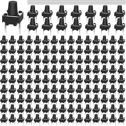 MKBKLLJY 150 Stück 2 polige taktile Drucktastenschalter 6 x 6 x 8 mm Mini Mikro Taktschalter EIN/AUS Sortiment mit Lötdraht, für Panel PCB Steckplatinenkamera MKBKLLJY 150 Stück 2 polige taktile Drucktastenschalter 6 x 6 x 8 mm Mini Mikro Taktschalter EIN/AUS Sortiment mit Lötdraht, für Panel PCB Steckplatinenkamera von MKBKLLJY
