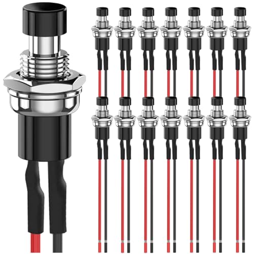 MKBKLLJY 15St. 7mm Momentary Black Push button Switch 1A 100V 110V 220V 250V AC 2Pin SPST ON OFF 1A 12V 24V 36V DC Mini Micro Round Switch mit Pre-wired Drähte für Auto Boot Motorrad Kaffeekanne MKBKLLJY 15St. 7mm Momentary Black Push button Switch 1A 100V 110V 220V 250V AC 2Pin SPST ON OFF 1A 12V 24V 36V DC Mini Micro Round Switch mit Pre-wired Drähte für Auto Boot Motorrad Kaffeekanne von MKBKLLJY