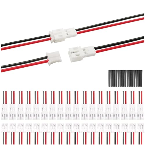 MKBKLLJY 20Paar JST-PH 2.0 Stecker- und Buchsenkabel Elektrisches Kabel mit UL1007 22AWG 100mm rot-schwarzem Anschlusskabel für winzige Drohnenbatterieklemme LED-Lichtleiste Automobile von MKBKLLJY