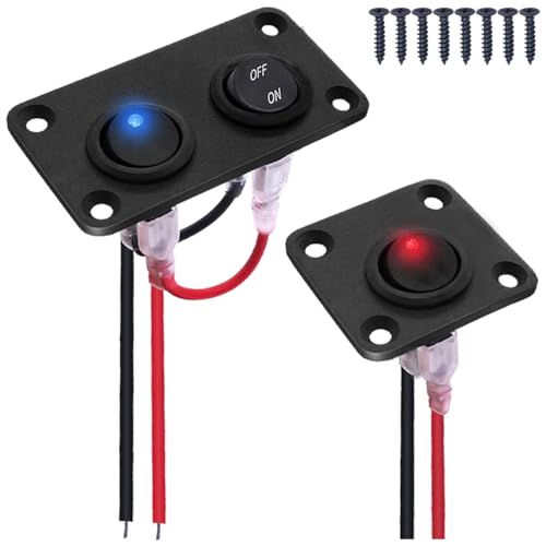 MKBKLLJY 2Sätze 1/2 Gang Kippschalter Schalttafel Rundschalter 12V 3Pin ON/OFF SPST Steuerung Blau/Rot LED Lichttafel Aluminium Wasserdicht mit Überbrückungskabel Schraube für Auto Boot MKBKLLJY 2Sätze 1/2 Gang Kippschalter Schalttafel Rundschalter 12V 3Pin ON/OFF SPST Steuerung Blau/Rot LED Lichttafel Aluminium Wasserdicht mit Überbrückungskabel Schraube für Auto Boot von MKBKLLJY