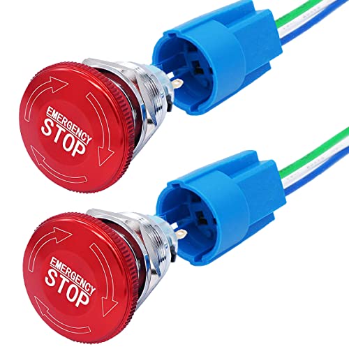 MKBKLLJY 2St. 22mm Metall Not-Aus Taster Swicth Latching 12-250V 1NO 1NC Stianless Steel 7/8 "Mouting Hole für elektromagnetische Starter Schütz Relais mit Draht-Buchse Stecker MKBKLLJY 2St. 22mm Metall Not-Aus Taster Swicth Latching 12-250V 1NO 1NC Stianless Steel 7/8 "Mouting Hole für elektromagnetische Starter Schütz Relais mit Draht-Buchse Stecker von MKBKLLJY