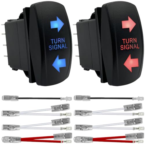 MKBKLLJY 2St. Blinker-Wippschalter 7-polig ON-Off-ON 12V 20A DPDT Kippschalter Blau/Rot LED Licht mit Überbrückungskabel Set für ARB Carling NARVA 4x4 UTV ATV RZR SXS von MKBKLLJY