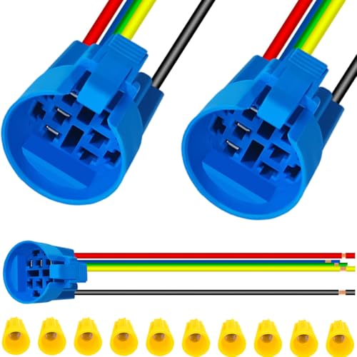 MKBKLLJY 3 Stück 22mm Druckknopfschalter Pigtail Kabelsteckerbuchse mit Schnalle 5 poliger Kupferdraht 20AWG Kabelbaumstecker PA66 Gehäuse mit Anschlusskappe für Marine Auto LKW (150 mm/590 Zoll) von MKBKLLJY
