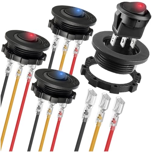 MKBKLLJY 4St. Runder Wippschalter DC 12V 20A 24V 10A Rot Blau LED Beleuchteter Schalter SPST 3Pin Ein Aus 12V DC Kippschalter fürAuto Boot mit Runder Schale Verriegelte Anschlussdrähte MKBKLLJY 4St. Runder Wippschalter DC 12V 20A 24V 10A Rot Blau LED Beleuchteter Schalter SPST 3Pin Ein Aus 12V DC Kippschalter fürAuto Boot mit Runder Schale Verriegelte Anschlussdrähte von MKBKLLJY