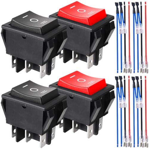 MKBKLLJY 4St. Wippschalter Snap-in Toggle DPDT 3 Position ON/Off/ON Power Switch AC 20A/125V 15A/250V 6Pin Rocker Toggle Switch mit Jumper Drähte Sets für Auto Boot MKBKLLJY 4St. Wippschalter Snap-in Toggle DPDT 3 Position ON/Off/ON Power Switch AC 20A/125V 15A/250V 6Pin Rocker Toggle Switch mit Jumper Drähte Sets für Auto Boot von MKBKLLJY