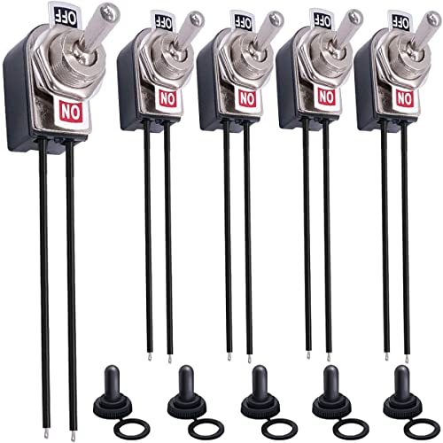 MKBKLLJY 5Stück Toggle Switch SPST 2 Position Latching ON/Off 6A AC 125V/10A DC 12V Mini Toggle Switch mit Connect Wire für Auto Auto Boot RV MKBKLLJY 5Stück Toggle Switch SPST 2 Position Latching ON/Off 6A AC 125V/10A DC 12V Mini Toggle Switch mit Connect Wire für Auto Auto Boot RV von MKBKLLJY