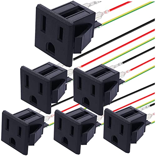 MKBKLLJY 6St. 3Pin US Power Socket Plug Panel 15A 125V AC Panel Mount Outlet Industrial Plug Female Connectors Adapter mit 18AWG Anschlussschnur MKBKLLJY 6St. 3Pin US Power Socket Plug Panel 15A 125V AC Panel Mount Outlet Industrial Plug Female Connectors Adapter mit 18AWG Anschlussschnur von MKBKLLJY