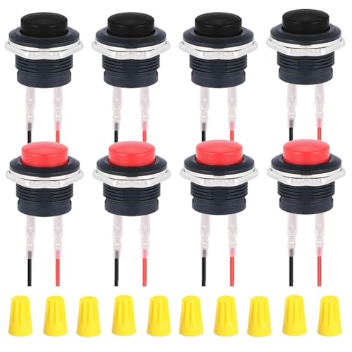 MKBKLLJY 8St. 16mm rot/schwarzer Drucktastenschalter SPST 3A 250V AC/6A 125V AC 2Pin Selbstrückstellender runder Schalter mit verriegelten Anschlussdrähten und Anschlusskappe für Auto Boot LKW PC MKBKLLJY 8St. 16mm rot/schwarzer Drucktastenschalter SPST 3A 250V AC/6A 125V AC 2Pin Selbstrückstellender runder Schalter mit verriegelten Anschlussdrähten und Anschlusskappe für Auto Boot LKW PC von MKBKLLJY