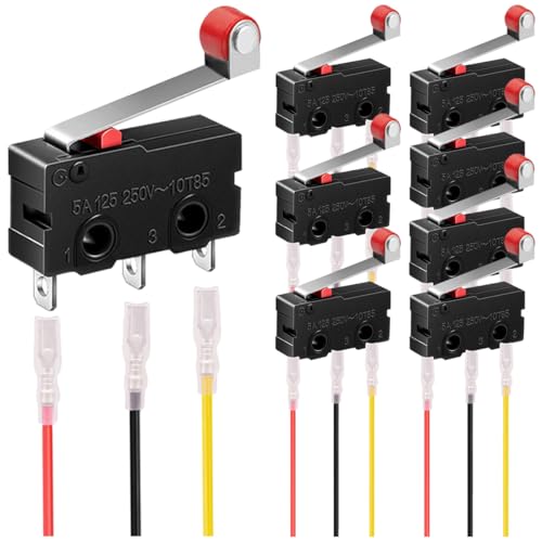 MKBKLLJY 8St. Mikro-Endschalter 5A 125V 250V AC SPDT 1NO 1NC 3polig 19mm kurzer Scharnier-Rollenhebel-Schalter mit Rastfunktion und Klemmen für Elektronikprodukte Haushaltsgerät MKBKLLJY 8St. Mikro-Endschalter 5A 125V 250V AC SPDT 1NO 1NC 3polig 19mm kurzer Scharnier-Rollenhebel-Schalter mit Rastfunktion und Klemmen für Elektronikprodukte Haushaltsgerät von MKBKLLJY