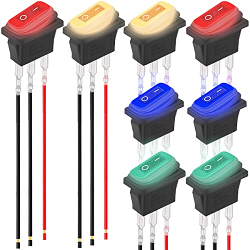 MKBKLLJY 8St. Wippschalter Wasserdicht DC 12V 20A DC 24V 10A SPST 3Pin Ein Aus Rot/Blau/Grün/Gelb LED Beleuchtet Snap-in Design Quadratischer Schalter für Auto Boot mit verriegelten Klemmen Drähte MKBKLLJY 8St. Wippschalter Wasserdicht DC 12V 20A DC 24V 10A SPST 3Pin Ein Aus Rot/Blau/Grün/Gelb LED Beleuchtet Snap-in Design Quadratischer Schalter für Auto Boot mit verriegelten Klemmen Drähte von MKBKLLJY