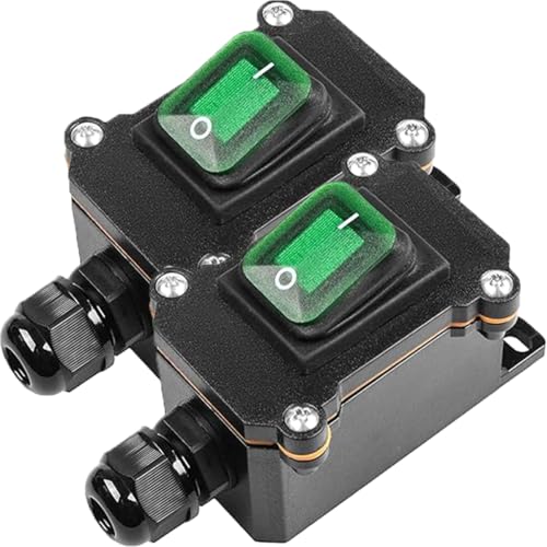 MKBKLLJY Inline-Kabelbox Wasserdichter Schalter 1-Wege-Anschlussdose PG9-Kabelverschraubung KCD4 Grünes LED-Licht DPST 4-Polig 2-Positionen-Umschalter EIN-AUS Selbstsperrend DC 12V 20A MKBKLLJY Inline-Kabelbox Wasserdichter Schalter 1-Wege-Anschlussdose PG9-Kabelverschraubung KCD4 Grünes LED-Licht DPST 4-Polig 2-Positionen-Umschalter EIN-AUS Selbstsperrend DC 12V 20A von MKBKLLJY