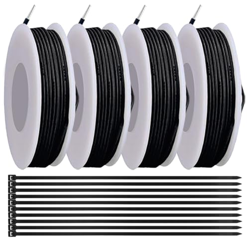 MKBKLLJY Elektrischer Draht aus PVC, 26 Gauge, 300 V, 26 AWG, Isolierung, verzinntes beschichtetes Kupfer, Haken, 5 m je Drahtsortiment mit Kabelbindern für Elektronik, Heimwerker, Schwarz von MKBKLLJY