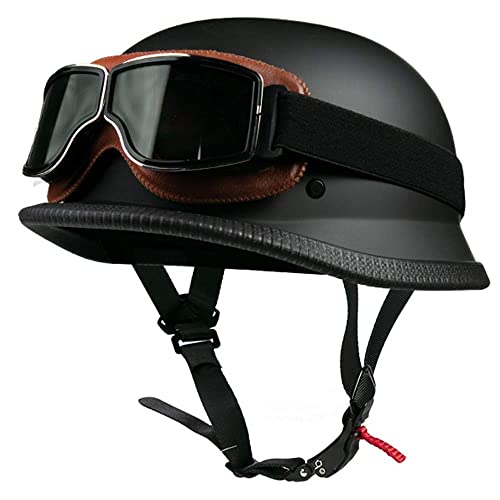 Retro Motorrad Helm Roller Helm, Stilvoller Halb-offener Helm Mit Brille, Offener Gesichtsstrahl Für Moped Cruiser DOT/ECE Genehmigt Retro Motorrad Helm Roller Helm, Stilvoller Halb-offener Helm Mit Brille, Offener Gesichtsstrahl Für Moped Cruiser DOT/ECE Genehmigt von MKDSUH