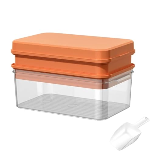 32/64Grid Presse Eiswürfelform Eisfach Eisbox Maker Hausgemachte Eisaufbewahrungsbox for den Heimgebrauch(64Gird-Orange 1PC) von MKEMQXBEP