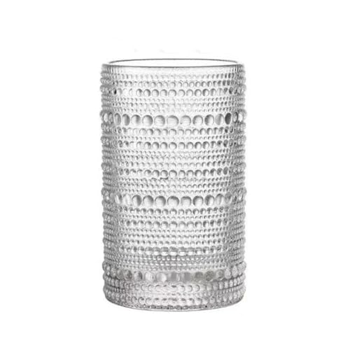MKEMQXBEP 2PC Glas Saft Tasse Verdickt Perle Dot Rotwein Tasse Hitze Beständig Einfache Tee Milch Kaffee Tassen Geschenk(410ML) von MKEMQXBEP