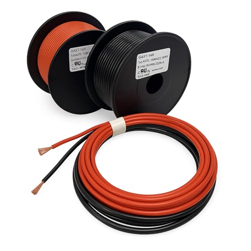 Kupferkabel, einadrig, 6 mm², 50 A, 8,5 mm², 63 A, 12 V, 24 V, dünnwandiger Draht (schwarz, 8,5 mm², 5 m Spule) von MKGT