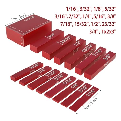 15Pcs Setup Blocks Height Gauge Set Metric Precision Aluminum Setup Bars For Router And Table Saws Woodworking Router Tool Messstandard-Werkzeug(135 * 50mm) von MKHFP