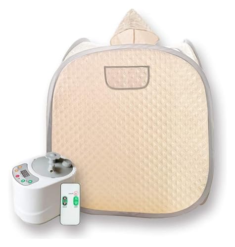 Heimsauna-Set, Tragbares Sauna-Set for eine Person, Ganzkörper-Spa-Hutzelt for zu Hause, inklusive 2-Liter-Dampfgarer mit Fernbedienung(Champagne) von MKHFP