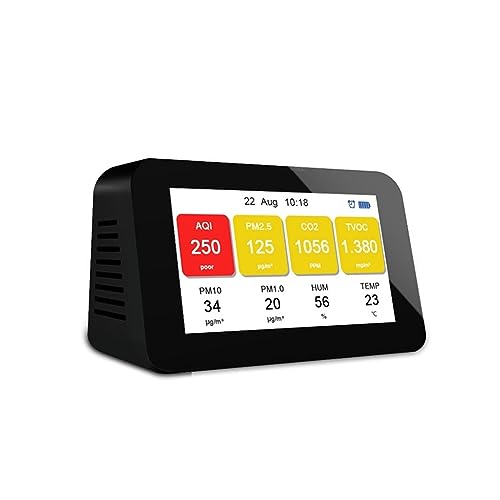 Luftqualitätstester, 4,3 Zoll LCD Luftqualitätsmonitor Gasdetektor PM2.5 PM1.0 PM10 TVOC Partikel CO2 Meter Temp Luftfeuchtigkeit Tester Wecker Klare Anzeigeeinstellungen Luftqualitätstester, 4,3 Zoll LCD Luftqualitätsmonitor Gasdetektor PM2.5 PM1.0 PM10 TVOC Partikel CO2 Meter Temp Luftfeuchtigkeit Tester Wecker Klare Anzeigeeinstellungen von MKHFP