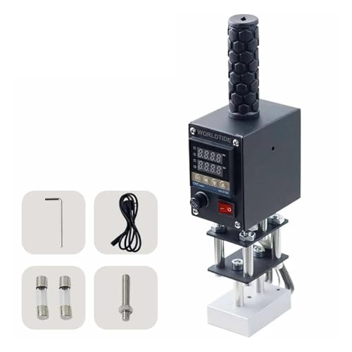 MKHFP Tragbarer Hand-Heißpräge-Branding-Maschinen-Hitzepresse Digitales Lederwerkzeug Papier Holz Benutzerdefiniertes Logo Lebensmittelfolienstempeldrucker Multifunktion(10-13cm 220V) von MKHFP