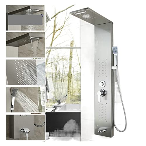 Touch-Control-Dusche, Hochwertige Badezimmer-Duschsäule aus massivem Messing, Wandmontage, Griff, Handbrause, Wannenauslauf, Massagesystem, Duschpaneel Touch-Control-Dusche, Hochwertige Badezimmer-Duschsäule aus massivem Messing, Wandmontage, Griff, Handbrause, Wannenauslauf, Massagesystem, Duschpaneel von MKHFP