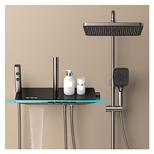 Touch-Control-Dusche, Intelligentes Duschsystem Mit Digitaler Anzeige Und Temperaturregelung Über Klaviertasten, Weißgrau Erhältlich(Hot and Cold grey) von MKHFP