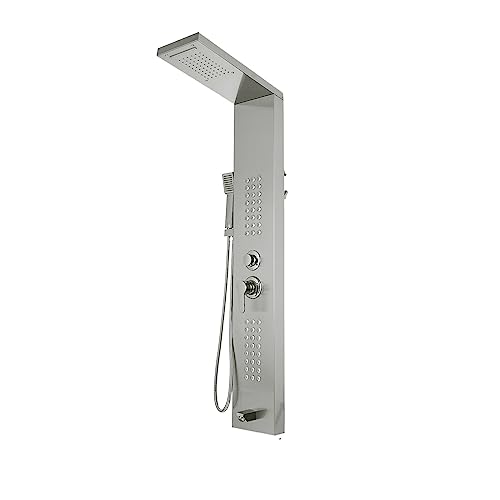 Touch-Control-Dusche, LED-Licht-Duschpaneelsystem, Wasserfall-Renduscharmatur, SPA-Massadüsen, Wannendusche mit Bidet-Badewannenarmaturen for Badezimmer(Polishing Silver) von MKHFP
