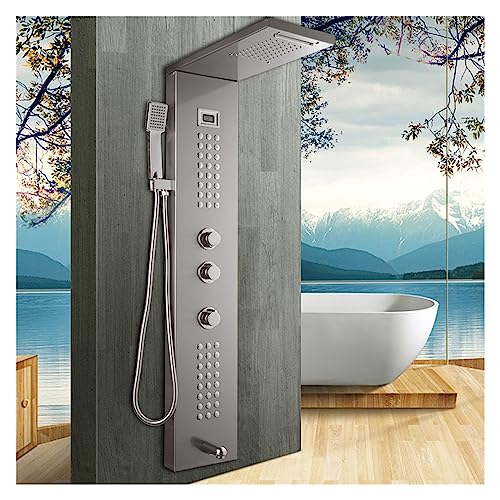 Touch-Control-Dusche, Temperatur-Digitalanzeige-Duschpaneel, Körpermassagesystem-Düsen, Handtuch-Duschsäule, Badezimmer-Badewanne-Dusch-Mischbatterie(9019C) von MKHFP