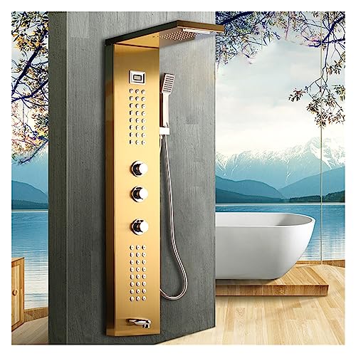 Touch-Control-Dusche, Temperatur-Digitalanzeige-Duschpaneel, Körpermassagesystem-Düsen, Handtuch-Duschsäule, Badezimmer-Badewanne-Dusch-Mischbatterie(9019K) von MKHFP