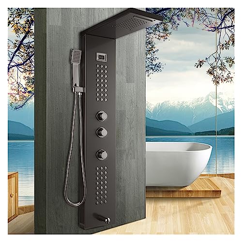 Touch-Control-Dusche, Temperatur-Digitalanzeige-Duschpaneel, Körpermassagesystem-Düsen, Handtuch-Duschsäule, Badezimmer-Badewanne-Dusch-Mischbatterie(9019O) von MKHFP