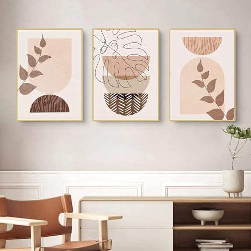 MKHFUW 3er Set Poster Abstrakte Botanische Blatt Gedruckt Poster Wandkunst, Abstrakte Boho Poster Strichzeichnung Frau,Kein Rahmen (Design-07,3Pcs-40x60cm) von MKHFUW