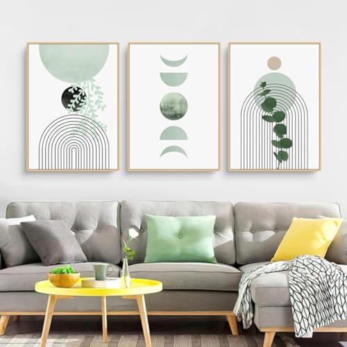 MKHFUW 3er Set Poster Bohemian Poster Set Aesthetic Grüne Pflanze Bilder Moderne Wandbilder, Wohnzimmer Schlafzimmer Deko, ohne Rahmen (Design-03,3Pcs-50x70cm) von MKHFUW