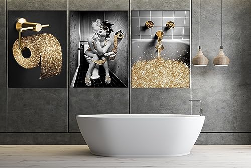 MKHFUW Moderne Modische Weibliche Wandmalerei,Badezimmer Dekorative Wandkunst Spaß Badezimmer Toilettenpapier, Rahmenlos (Wandbild-7, 50x70cm) von MKHFUW