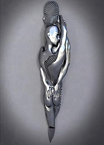 Metall Figur Statue Kunst Leinwand Gemälde Romantisch Abstrakt Poster und Drucke 3D Liebhaber Skulptur Poster Modernes Wohnzimmer Heimdekoration - Ohne Rahmen (BST-09,70x100cm*1) von MKHFUW