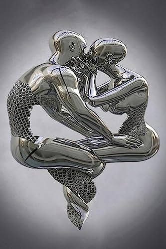 Metall Figur Statue Kunst Leinwand Gemälde Romantisch Abstrakt Poster und Drucke 3D Liebhaber Skulptur Poster Modernes Wohnzimmer Heimdekoration - Ohne Rahmen (BST-15,60x90cm*1) von MKHFUW