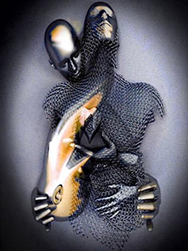 Metall Figur Statue Kunst Leinwand Gemälde Romantisch Abstrakt Poster und Drucke 3D Liebhaber Skulptur Poster Modernes Wohnzimmer Heimdekoration - Ohne Rahmen (CST-03,80x120cm*1) von MKHFUW