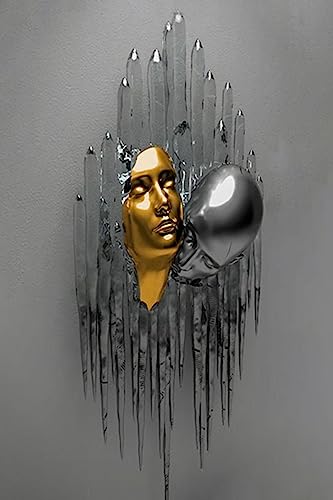 Metall Figur Statue Kunst Leinwand Gemälde Romantisch Abstrakt Poster und Drucke 3D Liebhaber Skulptur Poster Modernes Wohnzimmer Heimdekoration - Ohne Rahmen (CST-04,60x90cm*1) von MKHFUW