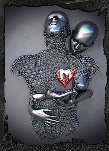 Metall Figur Statue Kunst Leinwand Gemälde Romantisch Abstrakt Poster und Drucke 3D Liebhaber Skulptur Poster Modernes Wohnzimmer Heimdekoration - Ohne Rahmen (CST-05,50x70cm*1) von MKHFUW