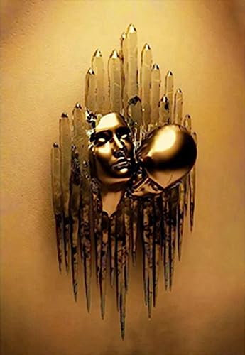Metall Figur Statue Kunst Leinwand Gemälde Romantisch Abstrakt Poster und Drucke 3D Liebhaber Skulptur Poster Modernes Wohnzimmer Heimdekoration - Ohne Rahmen (JST-13,80x120cm*1) von MKHFUW