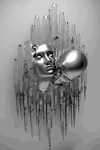 Metall Figur Statue Kunst Leinwand Gemälde Romantisch Abstrakt Poster und Drucke 3D Liebhaber Skulptur Poster Modernes Wohnzimmer Heimdekoration - Ohne Rahmen (LST-05,50x70cm*1) von MKHFUW