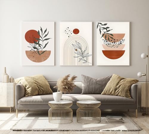Moderne Boho Deko Bilder Aesthetic Pflanze Bilder,Natürliche Landschaft Strand, Abstrakt Kunst Wandbilder Bohemian Poster Set,Ohne Rahmen (20x30cm-3Pcs,Poster-08) von MKHFUW