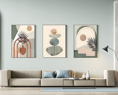 Moderne Boho Deko Bilder Aesthetic Pflanze Bilder,Natürliche Landschaft Strand, Abstrakt Kunst Wandbilder Bohemian Poster Set,Ohne Rahmen (30x40cm-3Pcs,Poster-06) von MKHFUW