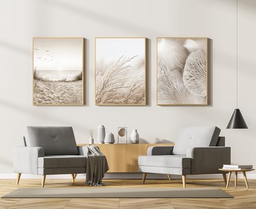 Moderne Boho Deko Bilder Aesthetic Pflanze Bilder,Natürliche Landschaft Strand, Abstrakt Kunst Wandbilder Bohemian Poster Set,Ohne Rahmen (40x60cm-3Pcs,Poster-13) von MKHFUW