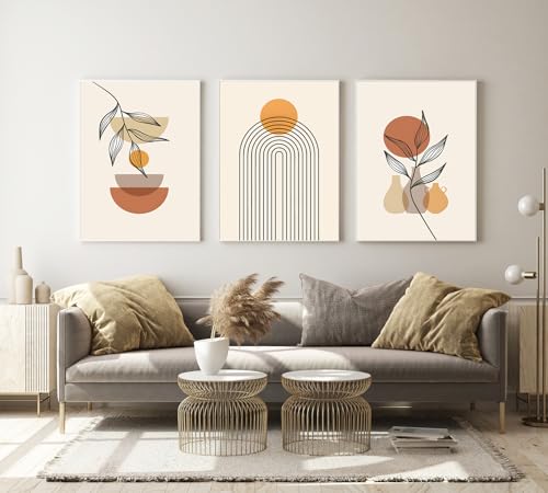 Moderne Boho Deko Bilder Aesthetic Pflanze Bilder,Natürliche Landschaft Strand, Abstrakt Kunst Wandbilder Bohemian Poster Set,Ohne Rahmen (50x70cm-3Pcs,Poster-07) von MKHFUW
