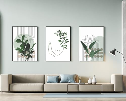 Moderne Boho Deko Bilder Aesthetic Pflanze Bilder,Natürliche Landschaft Strand, Abstrakt Kunst Wandbilder Bohemian Poster Set,Ohne Rahmen (60x90cm-3Pcs,Poster-05) von MKHFUW