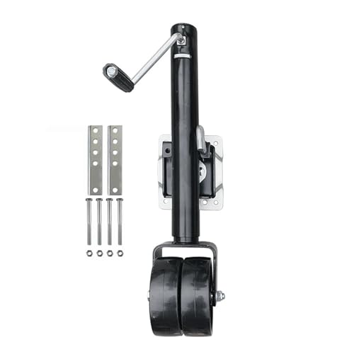 6 Zoll Doppel-Vollrad Sidewind Runder Schwenkanhängerheber mit angeschraubter Kapazität 680 kg Stützrad Boot RV Teile Zubehör Leicht zu tragen(BLACK) von MKHQST