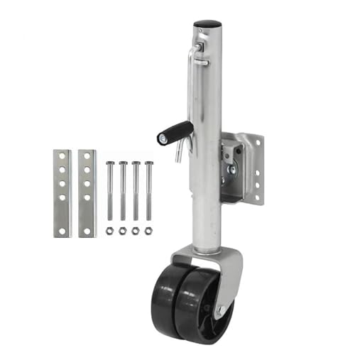 6 Zoll Doppel-Vollrad Sidewind Runder Schwenkanhängerheber mit angeschraubter Kapazität 680KG Stützrad Boot RV Teile Zubehör Leicht zu tragen von MKHQST