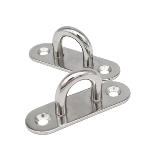 Schiff Hardware 2 Stück 304 Edelstahl Oval Türschnalle Rechteckige Feste Augenplatte Yoga Hängematte Sicherheitsschnalle Marine Hardware für Boote, Wohnmobile(M8) von MKHQST